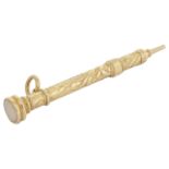 A 9ct gold Samson Mordan retracting pencil the body with leaf decoration, with agate twist off