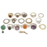 An interesting collection of antique gold rings and silver dress rings to include a yellow metal