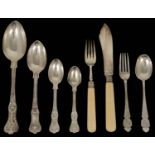 A collection of silver flatware together with a small collection of bone handled silver knives and