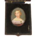 A Victorian miniature on ivory portrait of famous opera singer 'Jenny Lind", the oval framed