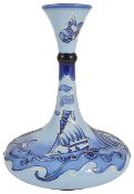 A Moorcroft yacht pattern vase, dated 1997 the flared rim above a single knoped tapering neck over a