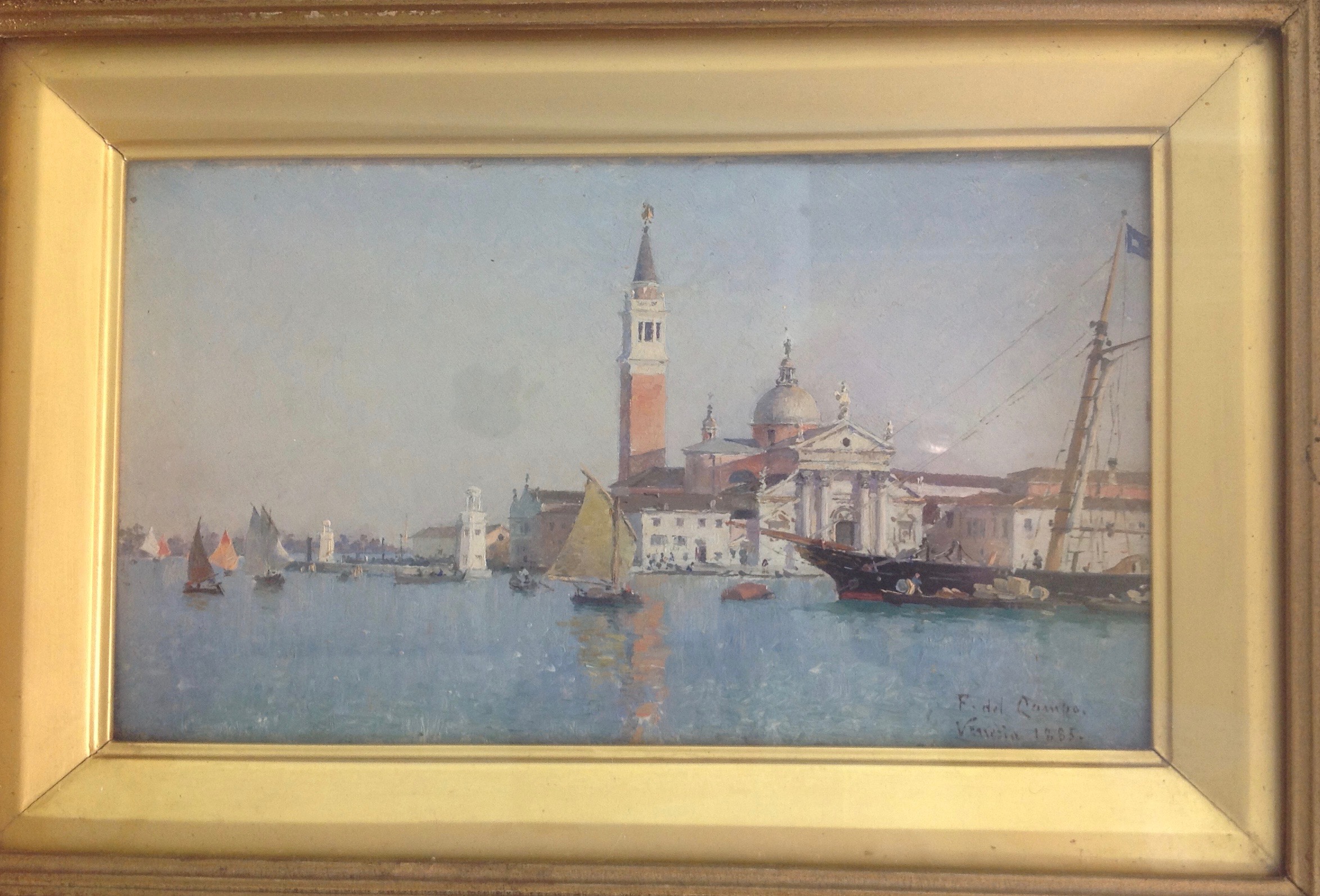 Federico del Campo (Peruvian 1837-1927) 'San Giorgio Maggiore, Venice' signed and dated lower - Image 4 of 8