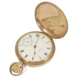 A Waltham USA 9ct gold full hunter pocket watch the closed case with white dial and Roman numeral