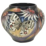 A Moorcroft pottery Apollo vase with butterflies by Sian Leeper, dated 2005 of squat bulbous form,