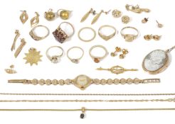 A large collection of mainly 9ct gold contemporary jewellery items including a large 9ct gold