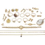 A large collection of mainly 9ct gold contemporary jewellery items including a large 9ct gold