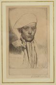 Gerald Leslie Brockhurst (British 1890 - 1978) a signed etching of 'Cyriano a Basque', mounted in