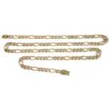 A heavy contemporary 9ct gold flat curb link fancy chain approx. 70 cm. in length approx. weight