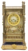 A French gilt brass mounted onyx mantle clock circa 1895 the gong striking movement with mark for