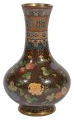 A fine small Japanese cloisonne vase, circa 1900 the brown ground decorated overall with small