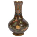 A fine small Japanese cloisonne vase, circa 1900 the brown ground decorated overall with small