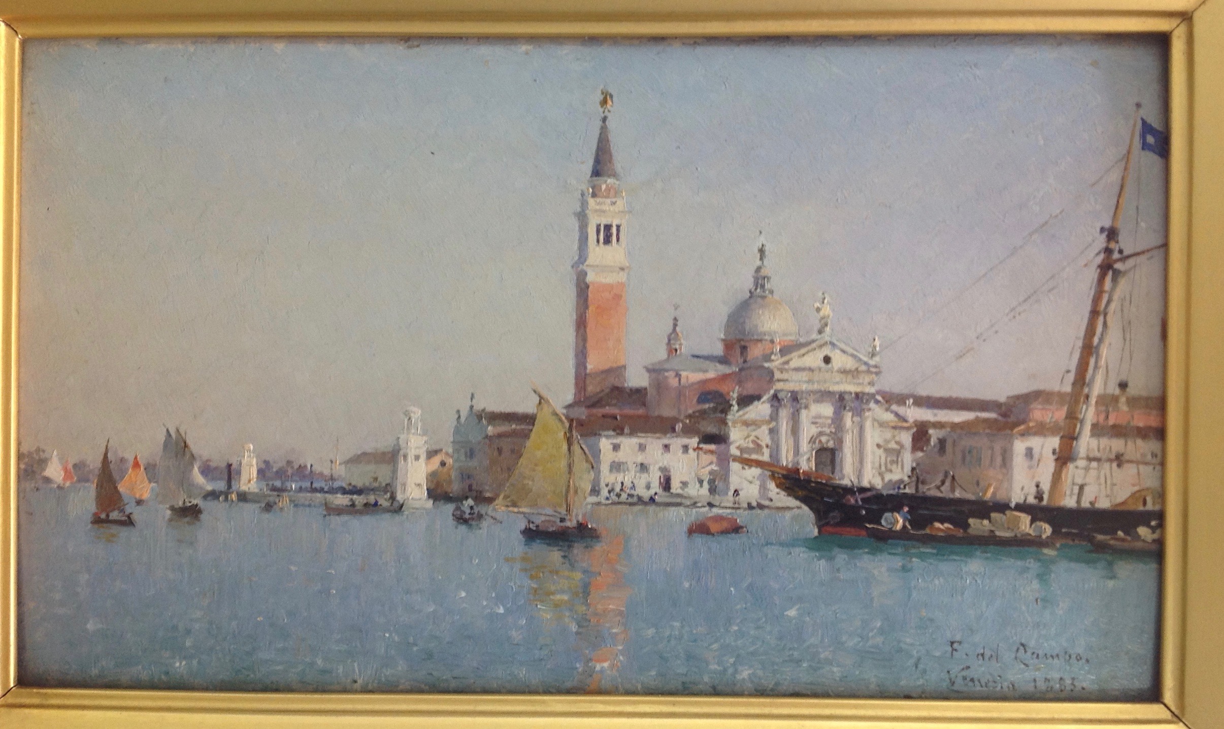 Federico del Campo (Peruvian 1837-1927) 'San Giorgio Maggiore, Venice' signed and dated lower - Image 3 of 8