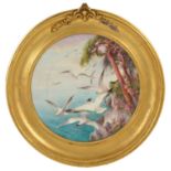 A Royal Worcester gilt framed plate, by Charles Henry Clifford Baldwyn, dated 1906 of circular