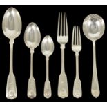 A suite of Victorian silver cutlery, London 1859 & 1860 comprising twelve table forks, six serving