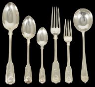 A suite of Victorian silver cutlery, London 1859 & 1860 comprising twelve table forks, six serving