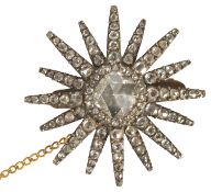 An attractive late 18th century large rose Dutch cut diamond set star brooch the centre stone