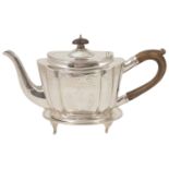 A George III silver teapot and companion stand, London 1796 and 1798 respectively, both decorated,