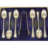 A collection of silver spoons to include a cased set of six silver coffee bean spoons, Birmingham