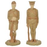 A pair of Royal Worcester British Military figurines, dated 1916 modelled as a British Military