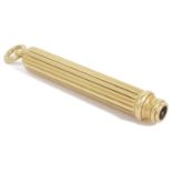 A 9ct gold Samson Mordan retracting pencil with ribbed outer case, the interior shell engraved S