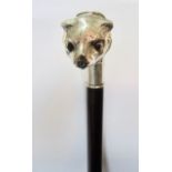 An early 20th century German silver handled walking cane, early 20th century the silver handle