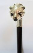 An early 20th century German silver handled walking cane, early 20th century the silver handle