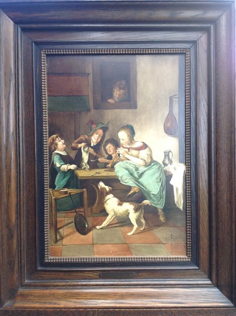 A contemporary copy of a 17th century Dutch master 'Dancing kitten tavern scene', together with a