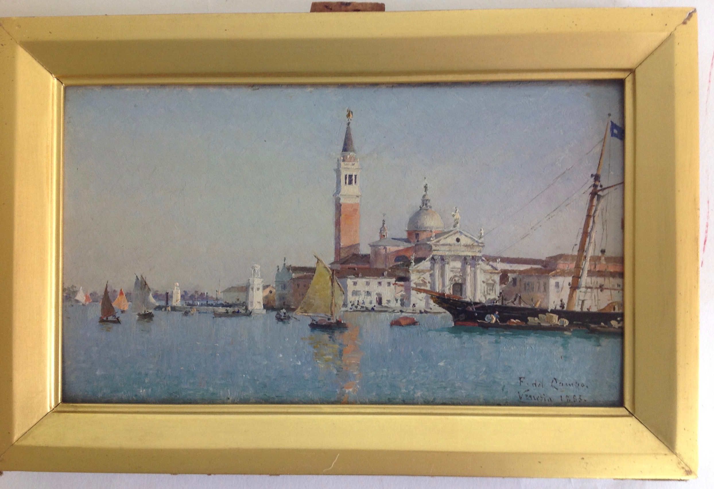 Federico del Campo (Peruvian 1837-1927) 'San Giorgio Maggiore, Venice' signed and dated lower - Image 2 of 8