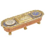 A porcelain desk ink stand, late 19th century, possibly Derby of rectangular rounded form with