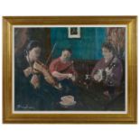 John Connery (Irish b. 1956) 'The Galway Session', depicting musicians playing instruments in a