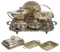 A selection of silver-plated wares, comprising of a twin handled tray with acanthus leaf decorated