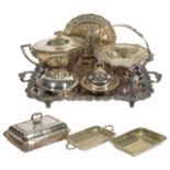 A selection of silver-plated wares, comprising of a twin handled tray with acanthus leaf decorated