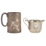 A small silver tankard hallmarked Sheffield 1895 with initials HA probably for Henry Atkin,