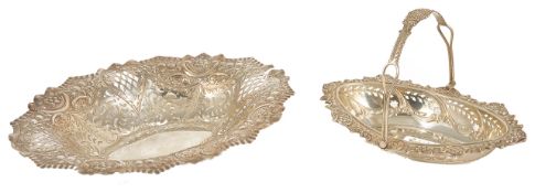 A Victorian silver pierced bon bon dish, Sheffield 1897 the shaped pie edge border embossed with