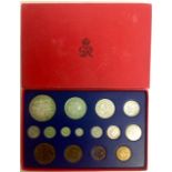 A boxed set of George VI 1937 Coronation proof set of coins complete in a fitted red box with GR