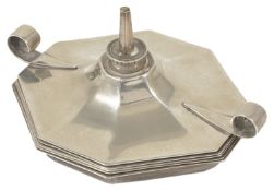 A George V silver octagonal table lighter, Birmingham 1934 with central lighter wick and two