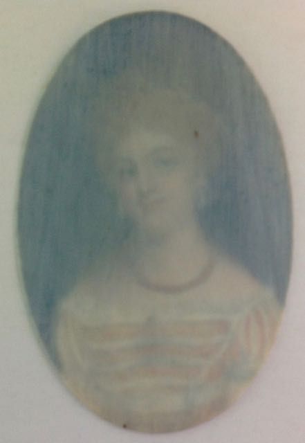 An oval painted miniature on ivory of a lady, late 19th century, a blue jewelled head dress over her - Image 3 of 3