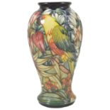 A Moorcroft pottery Chapada Sun Conure baluster vase, by Sian Leeper, dated 2002 tube lined with