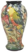 A Moorcroft pottery Chapada Sun Conure baluster vase, by Sian Leeper, dated 2002 tube lined with