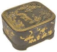 A fine quality Meiji Period silvered and gilded metal Japanese presentation box, of rectangular form