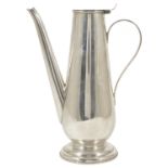 An Edwardian silver hot water pot, Birmingham 1904 of tapering conical form with thin scroll