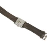 An unusual chrome plated gentleman's wristwatch, mid 1930's of rectangular form with three dial
