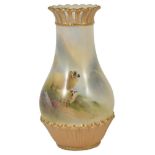 A Royal Worcester 'Highland Sheep' vase painted by Harry Davis dated 1909 of tapering bulbous form