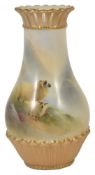 A Royal Worcester 'Highland Sheep' vase painted by Harry Davis dated 1909 of tapering bulbous form