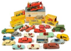 A collection of Dinky carscomprising a boxed 561 Blaw Knox Bulldozer, boxed Citroen DS 19, boxed
