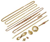 A collection of contemporary gold jewellerymainly 9ct gold, to include a Continental 8K .333 rose