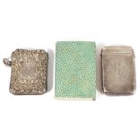 A selection of silver and ivory/shagreen vesta casesa Victorian silver vesta case, Birmingham