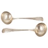 A pair of George III silver sauce ladles, London 1797each with a 'I DARE' crest on the handle,