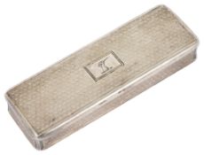 A George III silver lipstick case, London 1818 by George Pearson, of rectangular form with engine