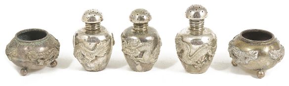 A collection of Chinese export silver cruets, early 20th centurycomprising three small matching